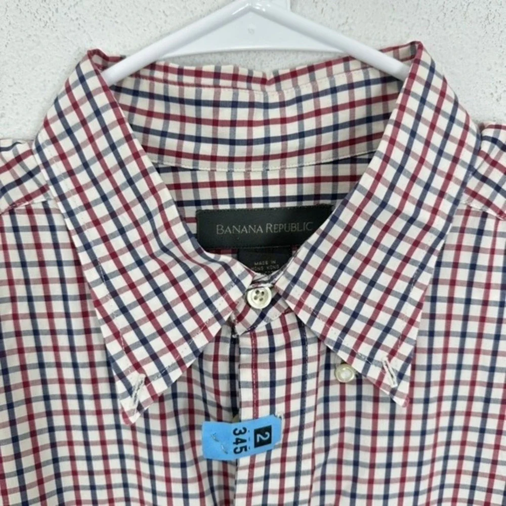 Banana Republic Men's Button Down Shirt Long Sleeve Checkered Plaid Classic Fall